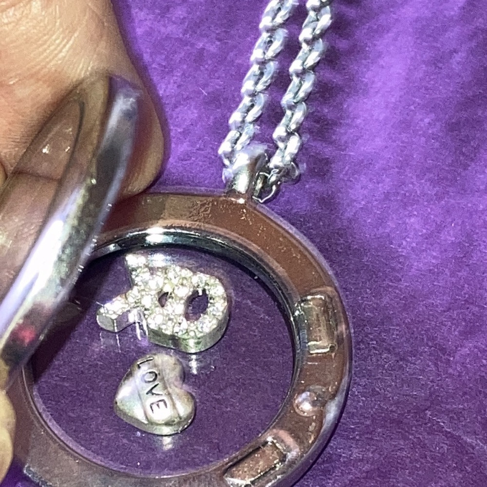 Floating locket with XO and love heart